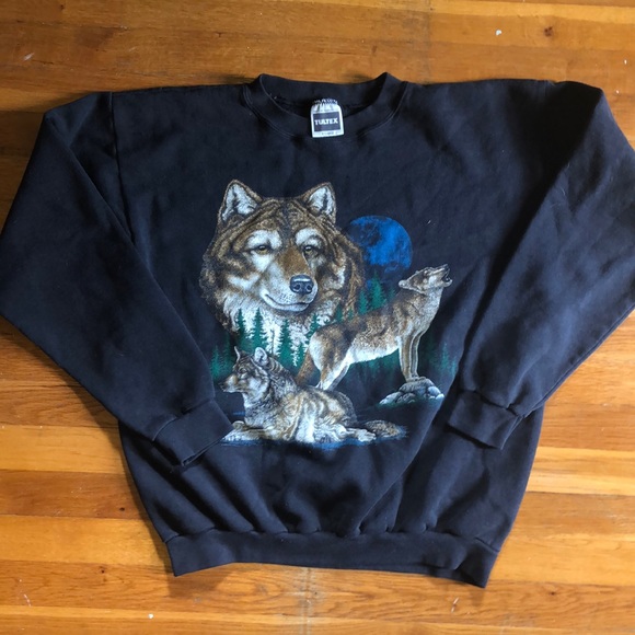 Vintage Other - vintage wolf crewneck